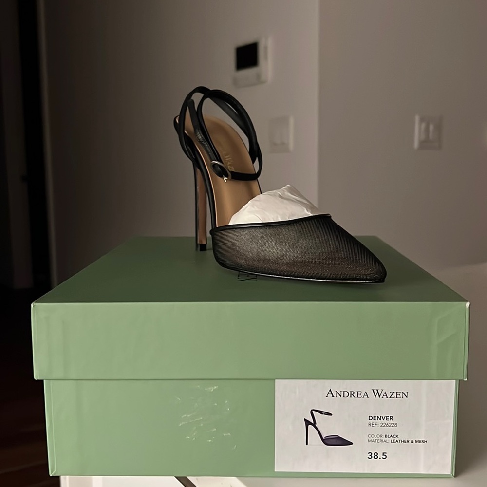 Andrea Wazen Denver heels/120mm/Black/Leather & mesh
